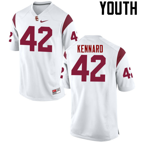 Youth #42 Devon Kennard USC Trojans College Football Jerseys-White - Click Image to Close
